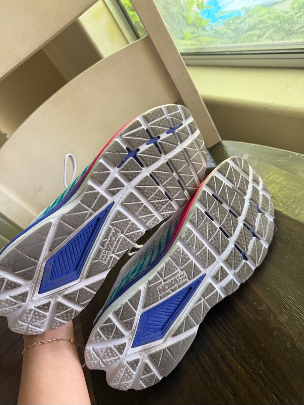 Hoka Men Running Shoes with Pink & Blue Accents - Picture 5 of 6